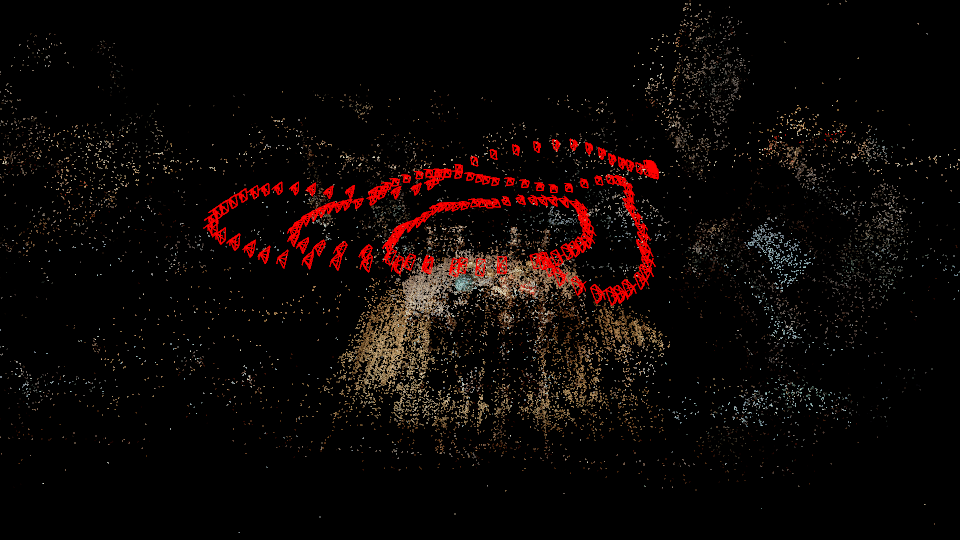 Sparse point cloud and camera pose visualization